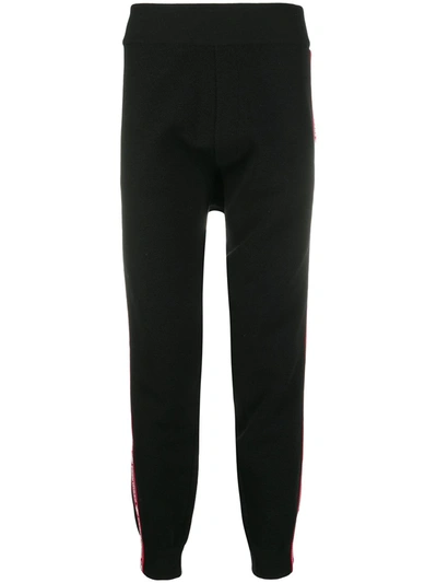 Dsquared2 Appliqué Stripe Wool Track Pants In Black