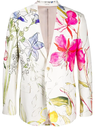 Alexander Mcqueen Slim-fit Floral-print Silk And Wool-blend Suit Jacket In Multi