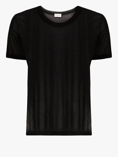 Saint Laurent Sheer Short-sleeved T-shirt In Black