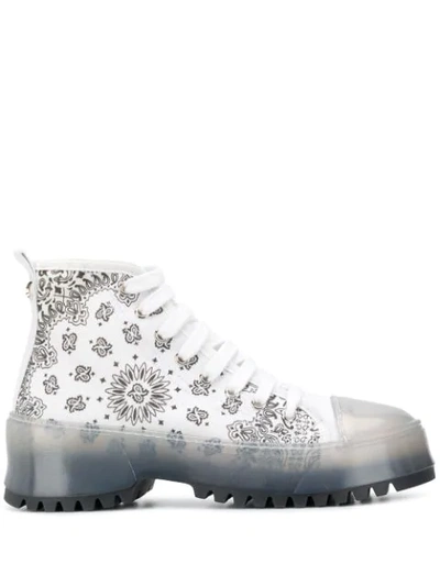 Jessie Western Bandana High-top Chunky Trainers In White