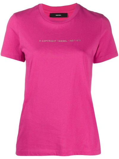 Diesel Copyright Logo Print T-shirt In Pink