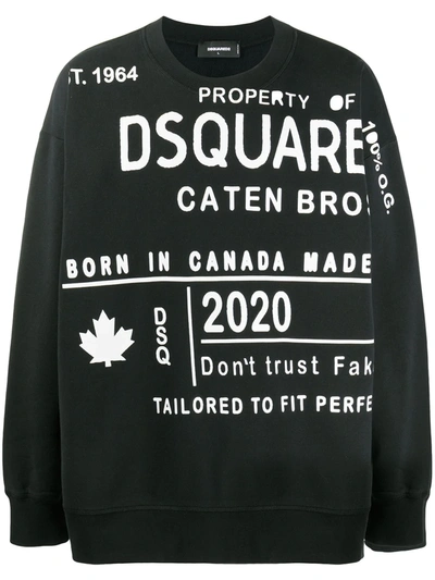 Dsquared2 Printed Sweatshirt In Black