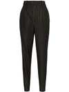 Saint Laurent Pinstripe Pleated Trousers In Black