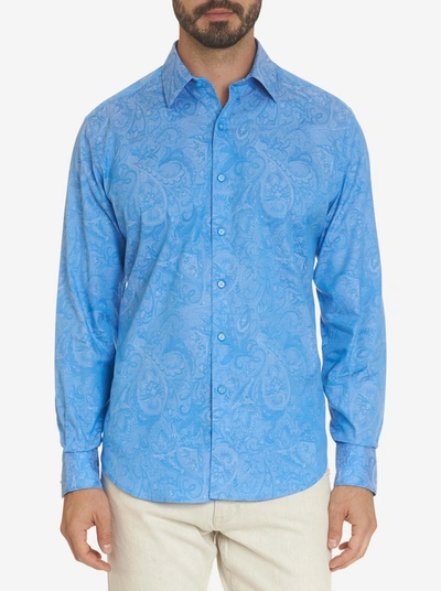 Robert Graham Men's Andretti Tonal Paisley Contrast-reverse Sport Shirt In Light Blue