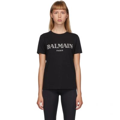 Balmain Black And White Logo T-shirt In Eab Blk/wh