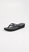 Havaianas High Light Wedge Flip Flops In Black