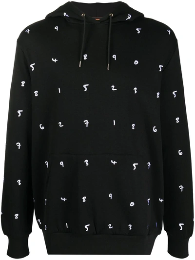 Paul Smith Embroidered Cotton Blend Jersey Hoodie In Black