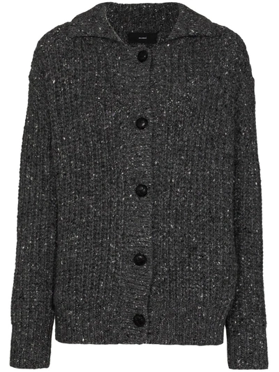 Alanui Speckled Fancy Ribbed Cardigan In Grey