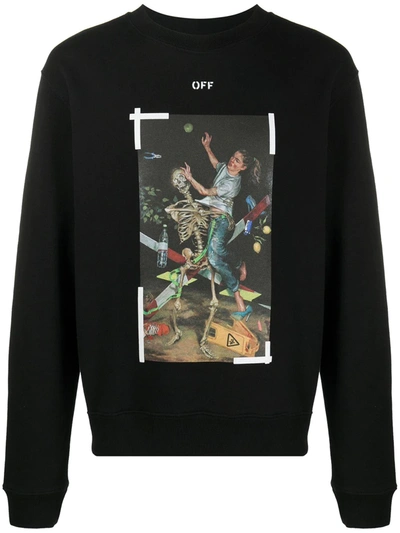 Off-white Pascal Print Slim Crewneck Sweatshirt In Black