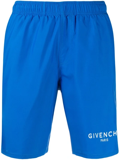 Givenchy Badeshorts Mit Logo-print In Blue