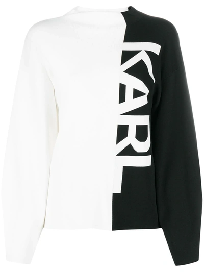 Karl Lagerfeld Oversized Block Color Jumper In Black