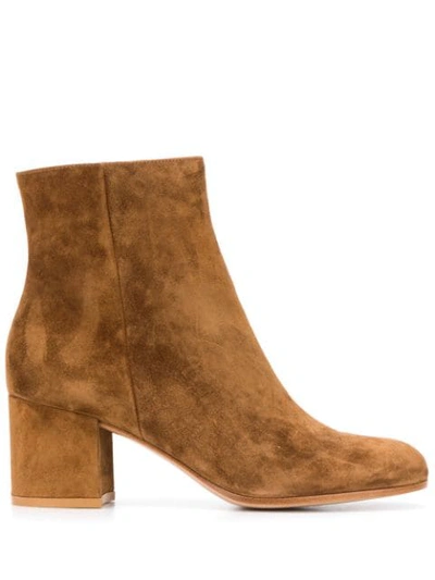 Gianvito Rossi Block-heel Ankle Boots In Brown