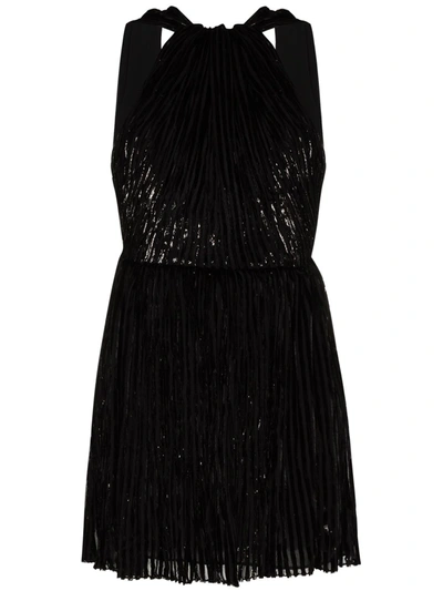 Saint Laurent Beaded Halterneck Mini Dress In Black
