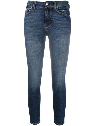 7 For All Mankind Roxanne Mid-rise Cropped Jeans In Blue