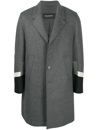 Neil Barrett Stripe-detail Mid-length Coat In Grey