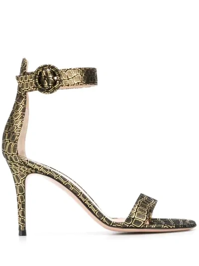 Gianvito Rossi Metallic Print Sandals In Black