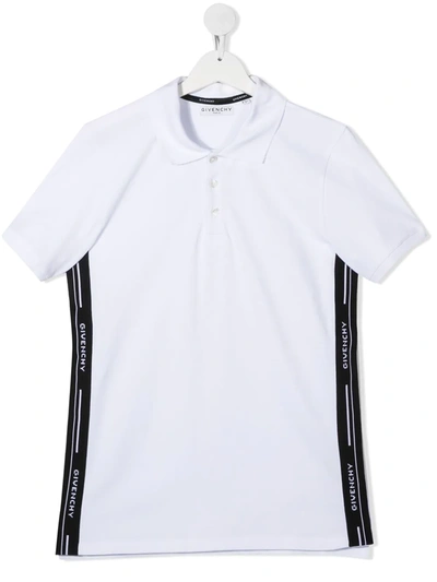 Givenchy Teen Side-stripe Polo Shirt In White