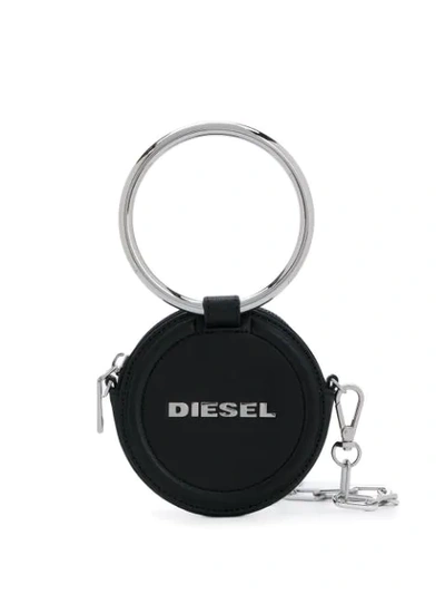 Diesel Round Chain Wallet In Black