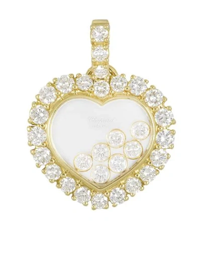 Pre-owned Chopard 18kt Yellow Gold Diamond Happy Hearts Pendant