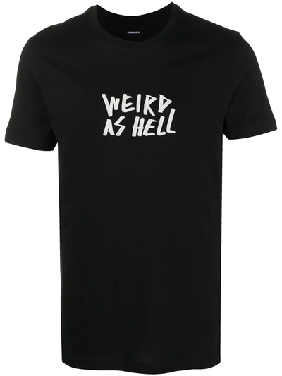 Diesel Slogan Print T-shirt In Black