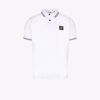 Stone Island Compass Contrast-trim Polo Shirt In White