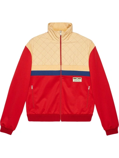 Gucci Jacket In Technical Jersey In Red And Beige