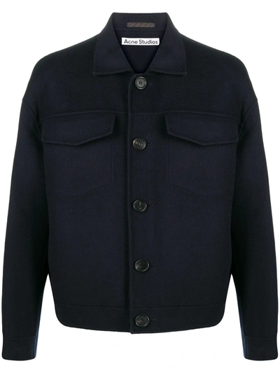 Acne Studios Cropped Buttoned Jacket In Blue