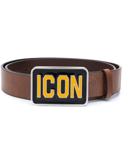 Dsquared2 Icon Logo Belt In Brown