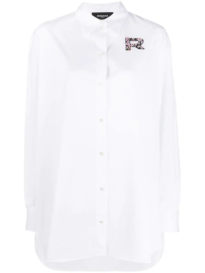 Rochas Floral Logo Patch Shirt In White
