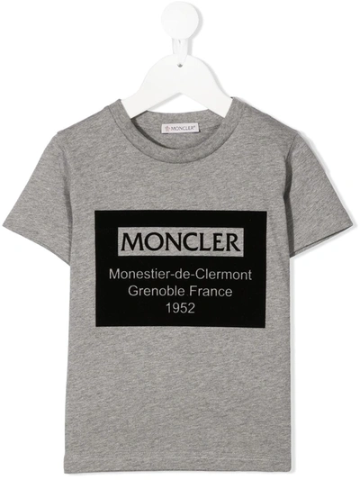 Moncler Kids' Logo Print T-shirt In Grey