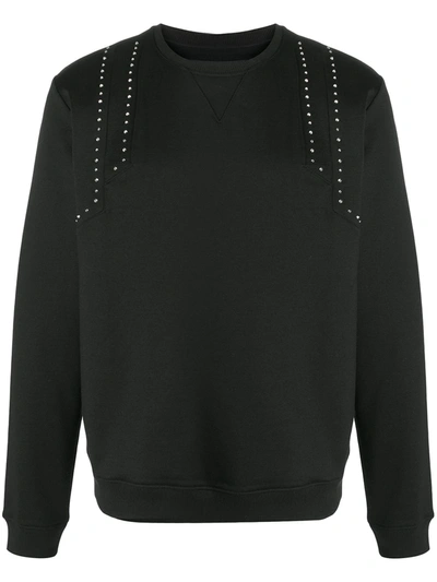 Les Hommes Studded Shoulder Sweatshirt In Black