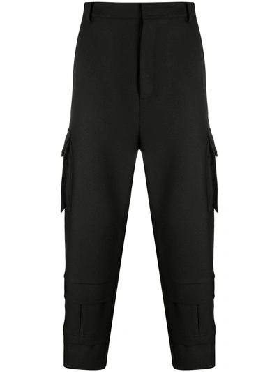 Les Hommes High-waisted Cargo Trousers In Black