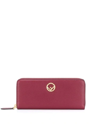 Fendi Continental Leather Wallet In Red