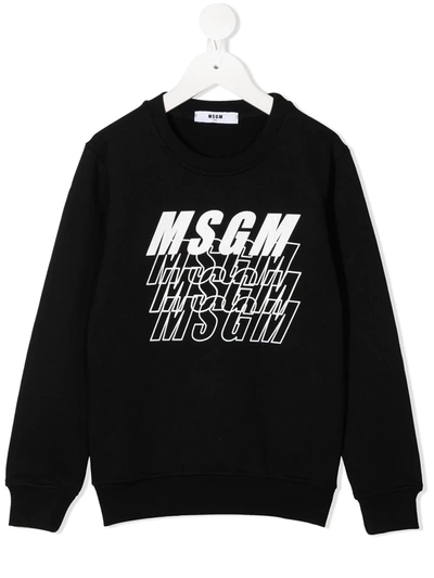 Msgm Teen Repeat Logo Jumper In Black