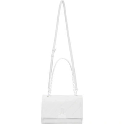 Off-white Medium Binder Clip Diagonal Embossed Leather Crossbody Bag In White
