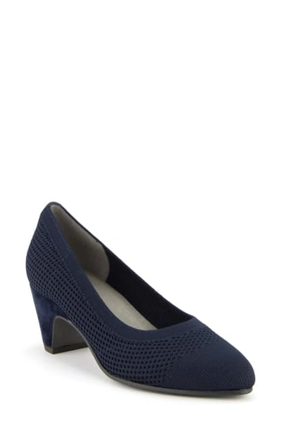 Eileen Fisher Kiss Knit Sock Pump In Midnight Suede