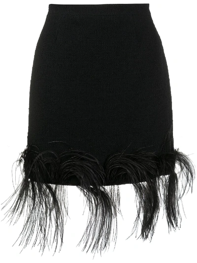 Patou Feather Trim Mini Skirt In Black