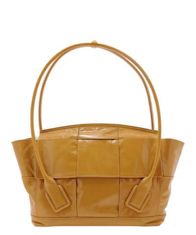 Bottega Veneta Arco Slouch Medium Beige Leather Handbag In Yellow