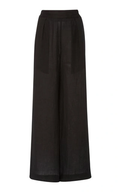 Anemone The Keaton Wide Leg Pant In Fine Gauge Ramie Linen In Black