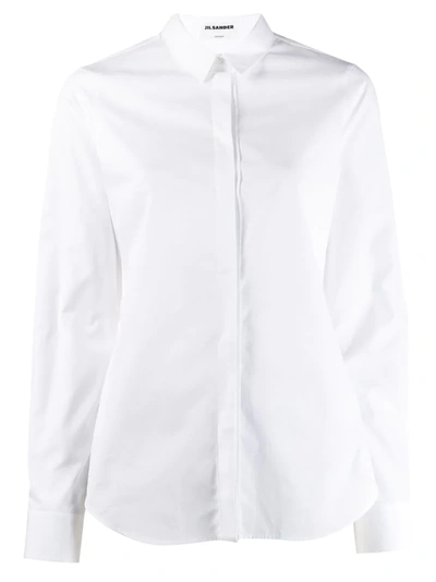 Jil Sander Pleat-detail Long-sleeve Shirt In White