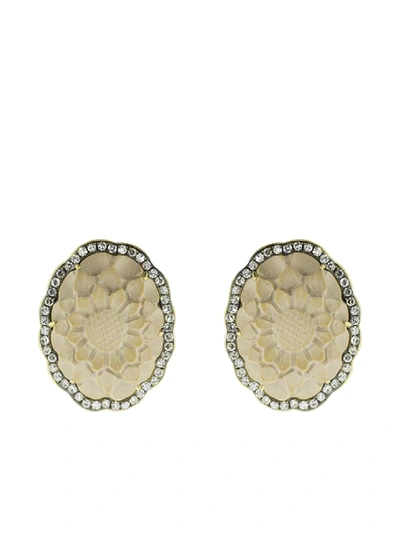 Sylva & Cie 18kt Yellow Gold Diamond Flower Stud Earrings In Ylwgold