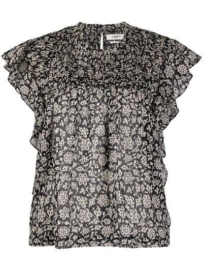 Isabel Marant Étoile Leyona Floral Print Blouse In Black
