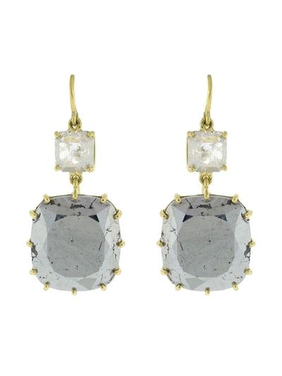 Sylva & Cie 18kt Yellow Gold Diamond Calcite Drop Earrings In Ylwgold