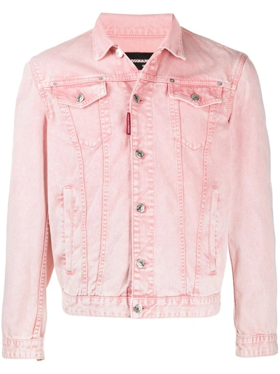 Dsquared2 Washed Effect Denim Jacket In Pink