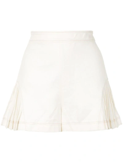 Alexis Scottie Pleated Cotton Shorts In White
