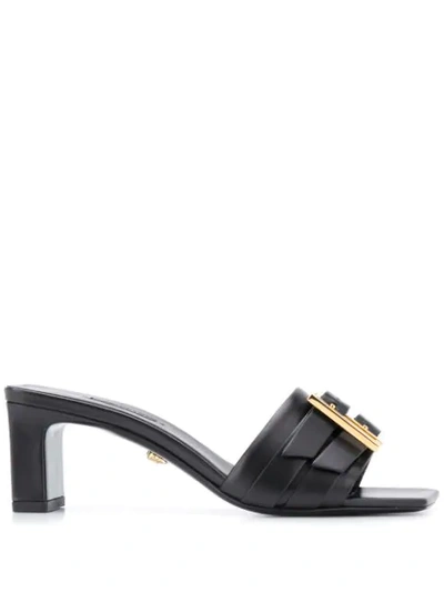 Versace Slip-on Buckle Sandal In Black