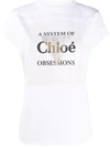 Chloé Slogan-print Curved-hem T-shirt In White