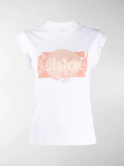 Chloé Chloe Logo Print T-shirt In White