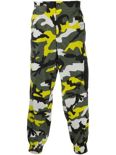 Valentino Camouflage Print Track Trousers In Green