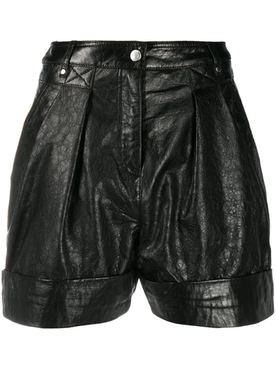 Iro Leather Straight Leg Shorts In Black